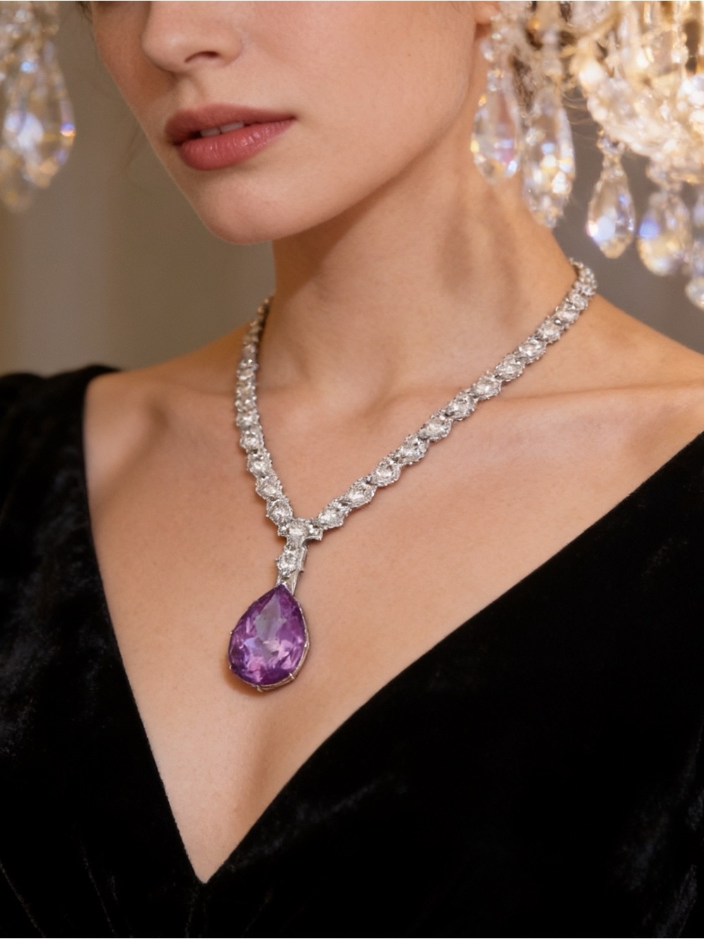 Simply Vera Vera Wang Purple Crystal Teardrop Pendant Necklace